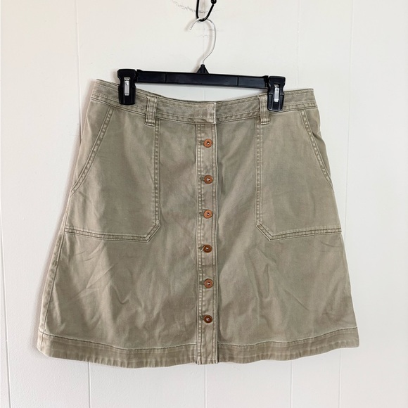 Pilcro and the Letterpress khaki button front a line skirt size 10 - Picture 1 of 4